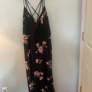 Nine Britton Black and Pink Floral Maxi Dress